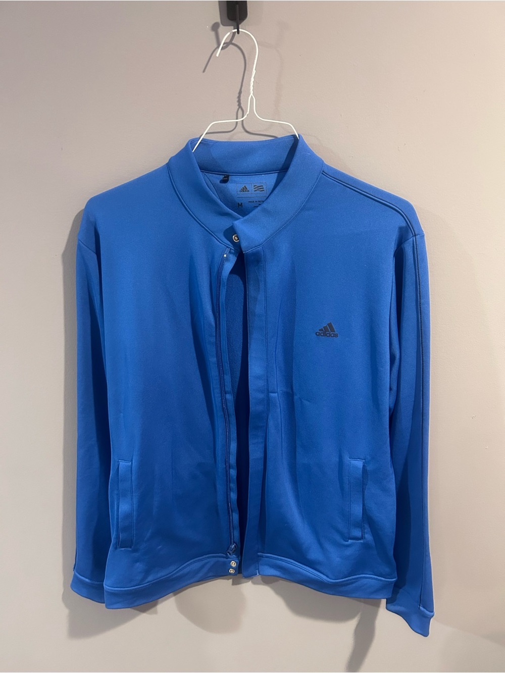 Adidas Men’s Medium Blue Full Zip Performance Jacket | Athletic Track Jacket